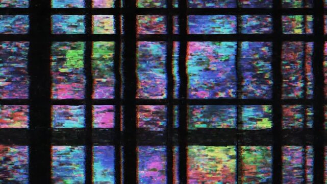 Abstract Digital Glitch Effect with Vibrant Colors and Static Noise.
