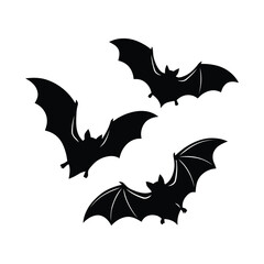 Flying Bat Silhouette Set – Halloween Black Vector Illustration © Chandra