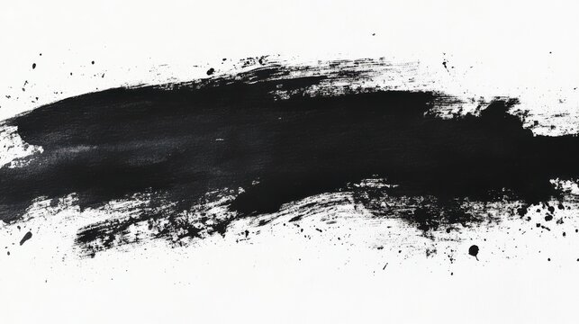Black ink brush stroke isolated on white background