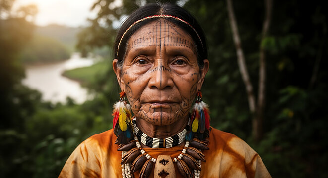Portrait of an elderly indigenous woman.