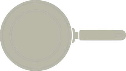Frying pan silhouette stands centered against a light background for culinary design purposes. © Sohagee