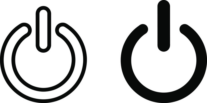 Two power button symbols representing electronic device activation and shutdown controls for modern user interface navigation
