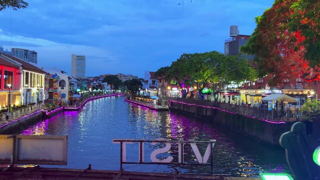 Melaka River Cinematic 4K Footage | Flowing River Through UNESCO Heritage City Malaysia