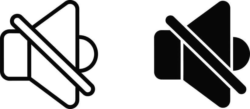 Two speaker mute icons representing silence and sound deactivation for web and software interface usage