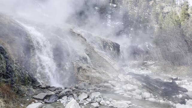 bonneville hot springs water flowing over rocks in sawtooth mountains in Idaho