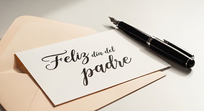 Father's day greeting a handwritten note and elegant fountain pen