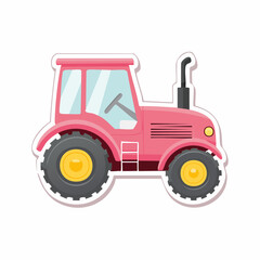 Obraz premium Pink Cartoon Tractor Illustration