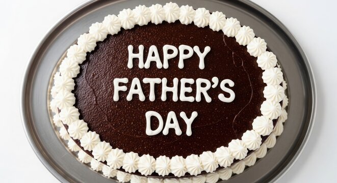 Happy father's day chocolate cake with white frosting rosettes