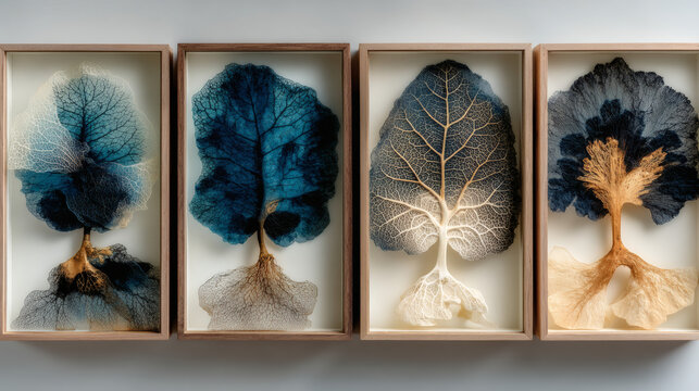 Framed botanical specimens