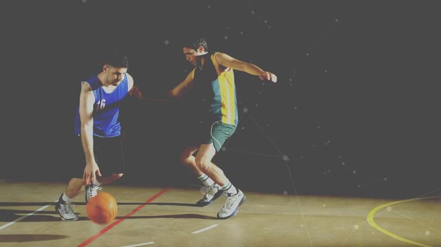 #16 handling crossover, forcing guard lunge, pivoting and driving rim basketball overlays following