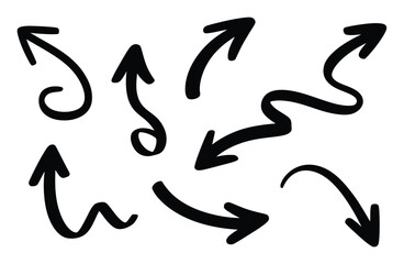 Obraz premium Collection of Hand-Drawn Black Arrows on a White Background