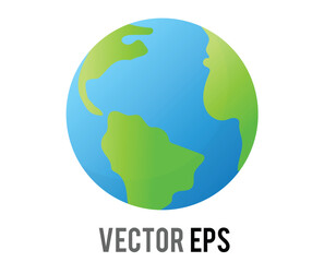 Fototapeta premium Stylized illustration of planet Earth icon with continents and oceans