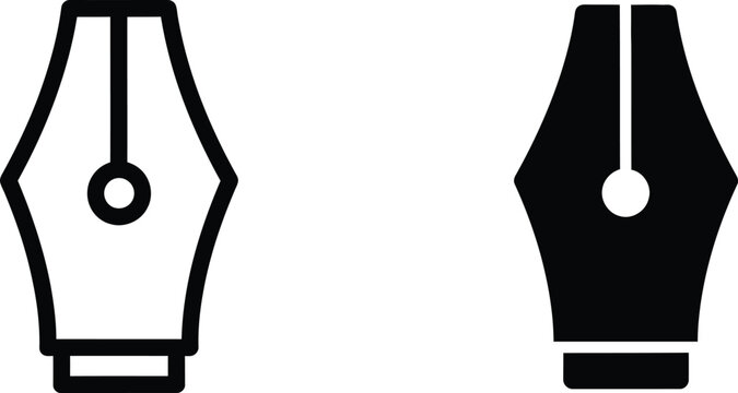 Two fountain pen nibs displayed as outline and solid icons for professional writing and calligraphy tools