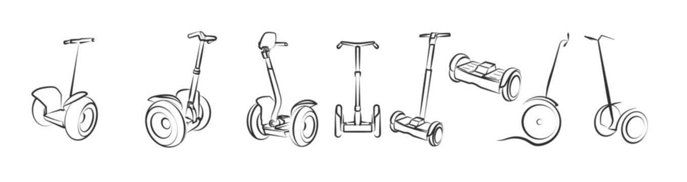 Set of segway vector illustration