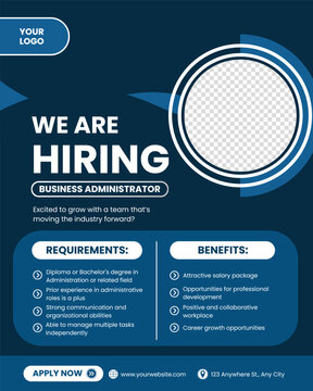 Modern Job Vacancy Poster Template with Professional Geometric Design