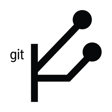 Git branch icon vector, software development version control symbol, black minimalist programming logo on white background