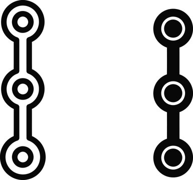 Two vertical parallel connection lines featuring linked circular nodes representing structured data flow and network connectivity