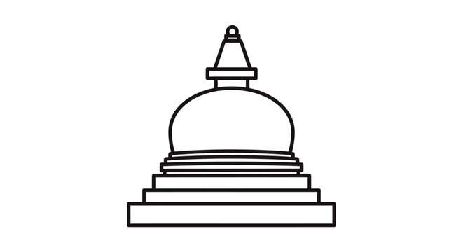 Buddhist Stupa Architectural Icon Illustration.