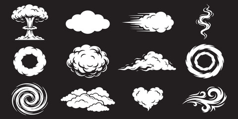Set of cartoon smoke and cloud elements for comic book explosion effects and abstract motion graphic design © GraphixEra