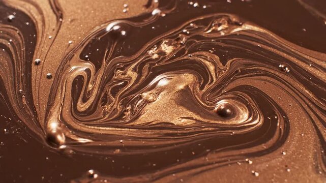 Abstract Close Up of Swirling Molten Chocolate Texture.