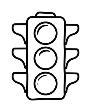 Simple black and white line of a traffic light