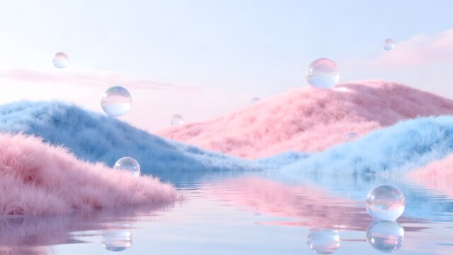 Fuzzy hills with floating spheres