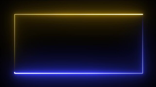 Neon glowing border frame with dynamic blue and yellow light animation