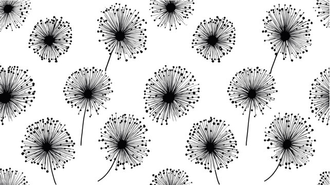 Abstract firework pictogram background seamless pattern. Exploding firework shapes creating a black on white seamless background pattern