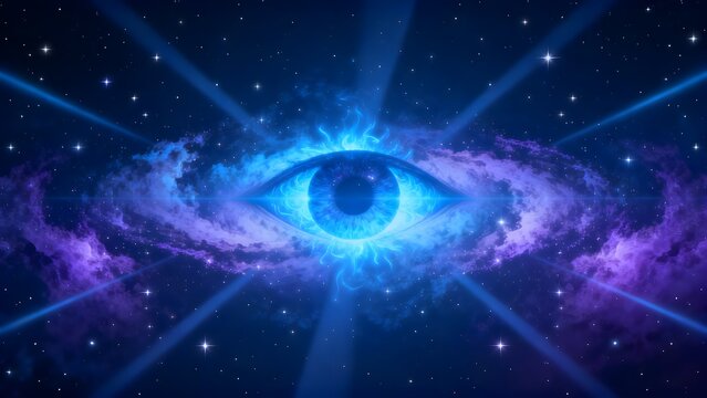 Cosmic eye with starry background