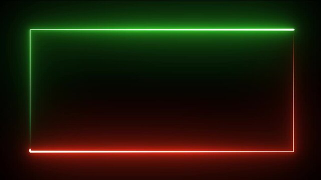 Neon glowing red and green border frame with smooth light animation