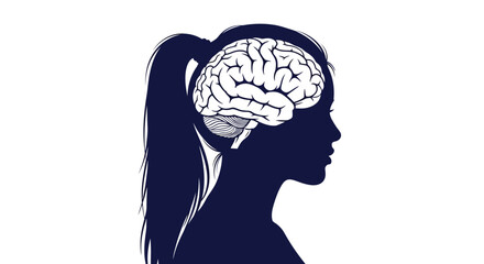 A striking illustration depicts a woman s profile with a brain replacing her head symbolizing intellect © grvect02