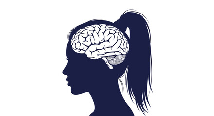A striking illustration depicts a woman s profile with her hair replaced by a detailed human brain © grvect02