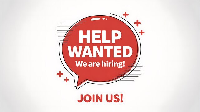 Help wanted sign, hiring concept, recruitment symbol, job vacancy icon, employment illustration