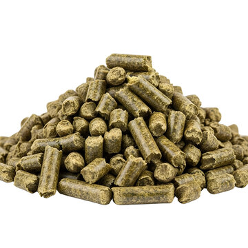Animal feed pellets on black background isolated on transparent background