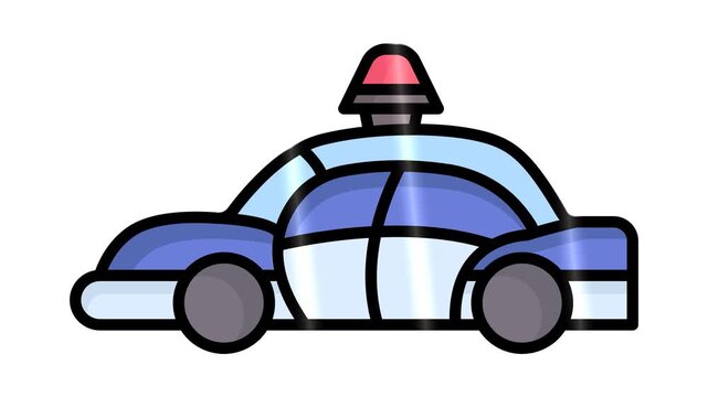Police car icon animation. animation icon related to public safety. Suitable for site web, app, UI, user interfaces, provide visual feedback and more. Alpha channel. Transparent background