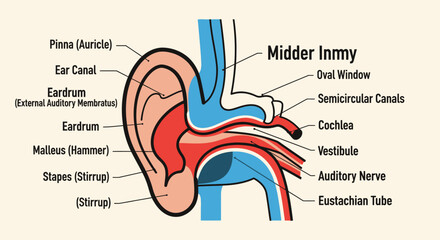 Detailed Diagram of the Human Ear Anatomy and Structure. © faizz