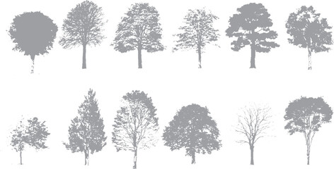 Fototapeta premium Retro trees background with photocopy grunge finish