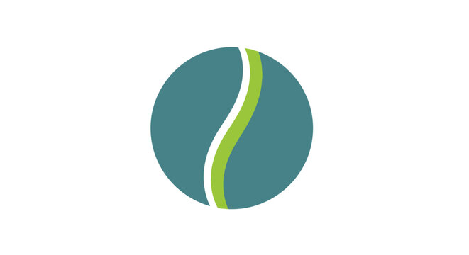 A stylized illustration of a coffee bean featuring a teal exterior and a light green crease