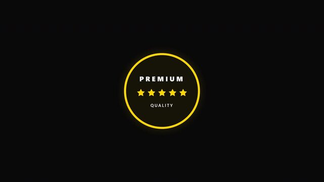 Premium Quality Five Star Animated Badge Revealing Excellent Rating for Product or Service Endorsement