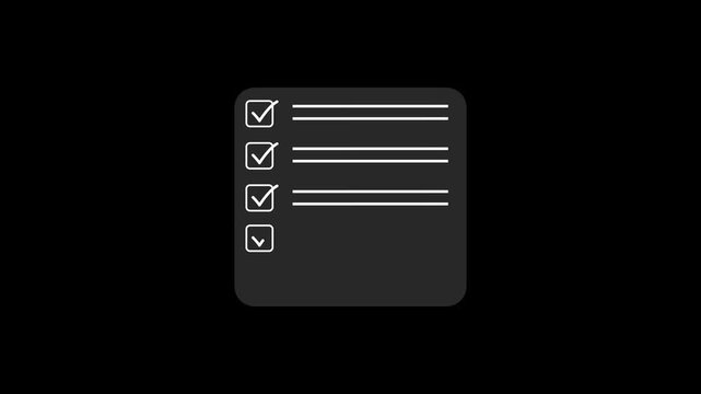 Checklist and clipboard task documentation management, checklist questionnaire assessment form complete digital checklist with red check marks .Motion graphics of concept. animation