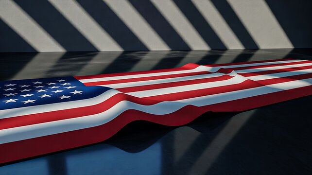 American flag shaped film clapperboard cinema concept with dramatic lighting and patriotic theme
