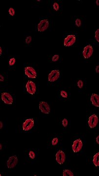 Emo background, vertical background. Red Kiss Lips Seamless Pattern with Bold Pop Art Style