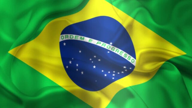 Flag of Brazil, Brazil 3D Animation flag waving in the wind. 4K Brazil Flag Animation waving with fabric texture.
