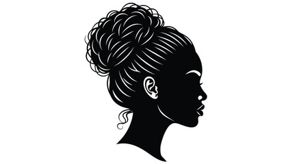 A striking silhouette of a woman s profile showcasing an elaborate updo hairstyle and elegant features © grvect02