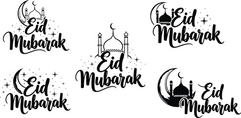 Eid al adha mubarak calligraphy designs for festive greetings and celebrations © Jobax