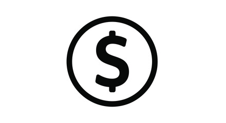 Obraz premium A simple black and white graphic depicts a dollar sign enclosed within a bold circular frame