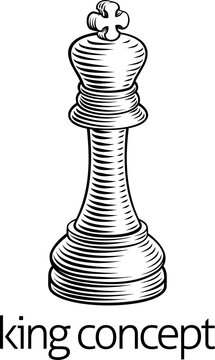 Woodcut style chess king icon. Authority, central command, and high stakes leadership rendered in timeless etched design.
