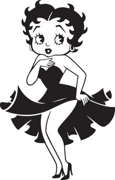 Classic Betty Boop Black and White Illustration