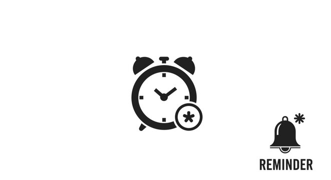 Alarm clock with reminder bell icon.