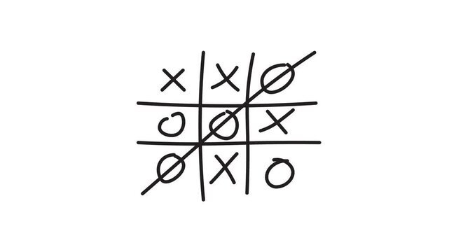 Tic Tac Toe game animation. Tic Tac Toe X-O game icon with hand drawn, Material animation, transparent background, 4k video